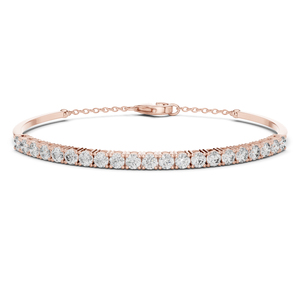 กำไลข้อมือเพชรทรงกลม 14K โรสโกลด์ ผลิตในห้องปฏิบัติการ สำหรับผู้หญิง สไตล์มินิมอล หรูหรา ได้รับการรับรอง สง่างาม ของขวัญเครื่องประดับชั้นดี - Product Image 1