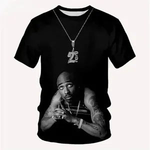 Nuevo rapero 2Pac 3D impresión camiseta hombres mujeres manga corta Camisetas de gran tamaño moda camisetas Tops - Product Image 2