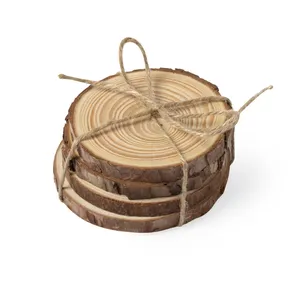 Set di sottobicchieri in legno di pino, merchandising sostenibile - Product Image 1