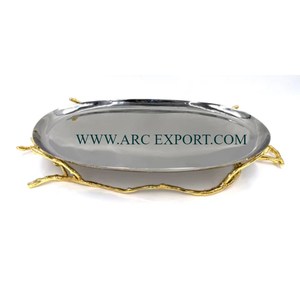 Plateaux et bols à Dessert en acier de qualité supérieure en aluminium couleur or support en métal argenterie pour Table bol de service alimentaire décoratif - Product Image 1