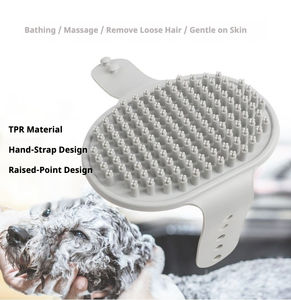Cepillo de masaje de baño de silicona para mascotas con mango ergonómico antideslizante y cerdas de silicona suave - Product Image 4