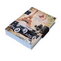 Journal relié rigide à motif rustique Tour Eiffel avec fermeture métallique, pages blanches non lignées, 7 x 5 pouces