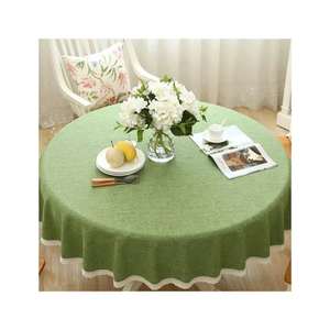 Minimalist <b>Round</b> Linen 60x120 Inch Washable Lightweight ISO 9001 Eco Friendly New Tablecloth Solid Green Washable Home Use - Product Image 3