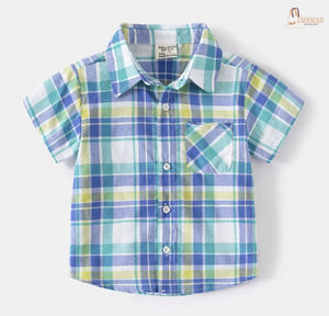 Camisa de manga corta a cuadros suave informal para niños para ropa de verano para niños Dropship - Product Image 2