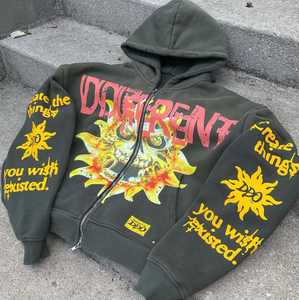 Sudaderas con capucha de hombre de moda, de peso pesado, con cremallera, estilo vintage con lavado ácido, de felpa francesa desgastada, cortas y personalizadas - Product Image 6