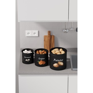 Cubo de Almacenamiento de Metal Negro de 3 Niveles para Papas, Cebollas y Ajos con Tapa Metálica (Negro/Negro) - Product Image 3