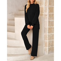 Ensemble de salon en coton 2 pièces pour femmes Style solide automne mode pantalons de survêtement avec poches confortable survêtement confortable voyage aéroport tenues