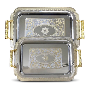 Plateau de service moderne en métal, best-seller, avec poignée dorée, fait à la main, écologique, décoration d'intérieur pour mariage, Diwali, couleur personnalisable - Product Image 4