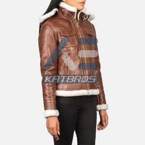 Veste élégante en cuir véritable pour femme, coupe confortable, couche chaude de qualité supérieure, style moderne, vêtement de tous les jours, vêtement d'extérieur élégant - Product Image 2