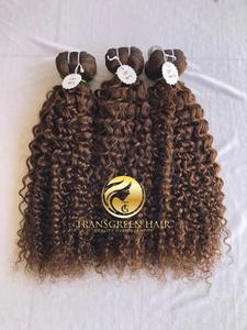 La mejor calidad #4 Kinky 18 "Color rizado Paquetes al por mayor Templo indio crudo Directo de la máquina de La India Cabello humano de doble trama - Product Image 6