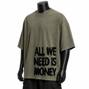 T-shirt vintage surdimensionné personnalisé en coton pour homme, style streetwear, avec impression typographique audacieuse, épaules tombantes, coupe ample - Product Image 3