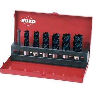 Jeu de forets à noyau (7 pièces) - HSS revêtu de TiAlN - Profondeur de coupe 12-22 mm - 30 mm Weldon RUKO - Product Image 1