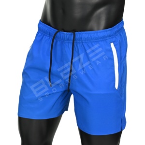 Blaze Fight Wear Short de sport personnalisé pour hommes Coupe recadrée Polyester Technics Style d'été mi-basique Gamme de deux poches à ourlet latéral profond - Product Image 1