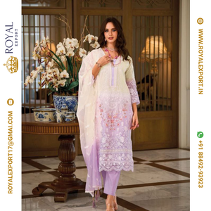 Nueva Organza suave femenina con traje paquistaní de trabajo elegante con Organza pesada Dupatta - Product Image 3