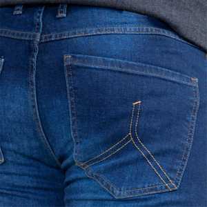 Pantalones vaqueros de pierna cónica estirables para hombre azul de otoño mezcla de algodón cómoda estilo recto lavado a la piedra y lavado oscuro - Product Image 3