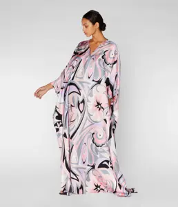 Premium Soft Silk Abstract Digital Printed importato Party Wear donna Long Queen Style Kaftan