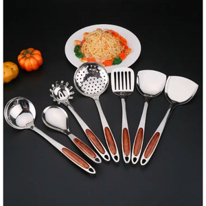 Restaurant Style Stainless Steel Flatware Set with Wooden Handles Elegant Dinnerware Cutlery Spoons for <b>Tabletop</b> Serving - Product Image 2