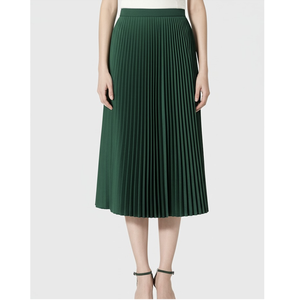 All Season Woven ODM/OEM 100% Polyester Women's Clothing <b>Full</b> <b>Length</b> pleated midi <b>skirt</b> with a flat waistband From Vietnam - Product Image 4