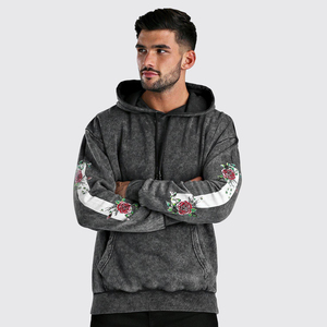 <b>Men's</b> 100% Cotton Knitted Oversized Drop <b>Shoulder</b> Pullover Hoodie Thick Fleece Lined High Plain Plus Size Hoodies Sweatshirts - Product Image 1
