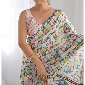 Saree de créateur de haute qualité pour les femmes dernière mode d'hiver brodé mariage et vêtements de fête pour les mariages pakistanais - Product Image 3