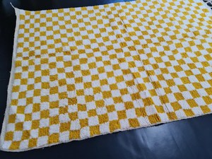 2025 Top Trending Custom Beni Ourain Alfombra amarilla Alfombra de comedor hecha a mano marroquí Alfombra de invierno a cuadros de proveedor mayorista - Product Image 5