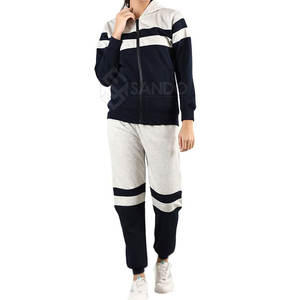 Ensemble de survêtement décontracté d'été pour femme, grande taille, avec logo personnalisé, pour usage extérieur, style tendance, durable, 100 % coton, ensemble 2 pièces longues - Product Image 3