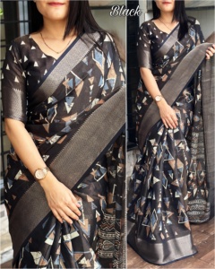 เสื้อสเวตเตอร์ผ้าแจ็คการ์ดซารีออกใหม่ผ้าคอตตอนพิมพ์ลายด้วยมือดีไซน์เนอร์และแฟชั่นสำหรับผู้หญิง - Product Image 2
