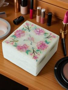 Joyero de mármol cuadrado moderno hecho a mano de primera calidad del fabricante indio, accesorios de almacenamiento de piedra de lujo competitivos - Product Image 5