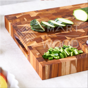 Bloque de cortar rectangular de teca de grano grueso de alta calidad, el mejor Material de madera para cortar alimentos de cocina - Product Image 4