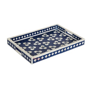 Premium Quality Ashoka Chakra Inspired <b>Round</b> <b>Serving</b> <b>Tray</b> Heritage Bone Inlay Design for Gifting and Decor - Product Image 3