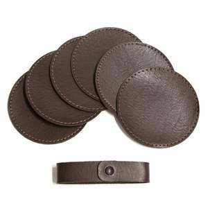 Latest Premium PU Leather Drink <b>Coasters</b> <b>Set</b> of 6 Wholesale Price Non-Slip Waterproof Durable Drink Mats for Coffee & Tea - Product Image 2