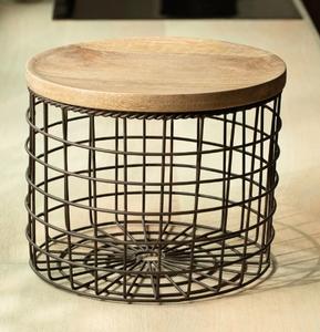 Panier de rangement en bois et métal de style vintage Décoration intérieure de qualité durable et option de rangement polyvalente - Product Image 6