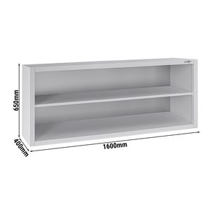 Armario de pared comercial de acero inoxidable / Mueble de cocina ECO - 1600x400x650mm - Frente abierto (sin puertas) - Product Image 2