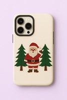 Hediye Tasarımlı Noel Baba Nakışlı Premium Kumaş Arka Kapak Telefon Kılıfı, Kolay Tutuş için Hafif ve İnce Profil