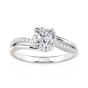 Jeulia <b>Wave</b> Swirl Twist Round Cut Diamond Engagement <b>Ring</b> - Product Image 3