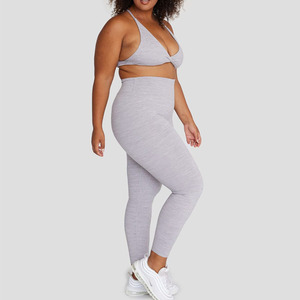 Logo personnalisé grande taille respirant couleur unie femmes yoga gym fitness vêtements de sport 2 pièces ensemble sans manches écologique - Product Image 5