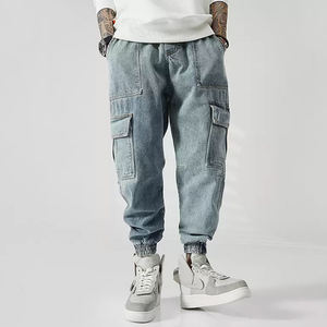 Customized Cotton Manufacturer OEM Streetwear Fashionable Men Loose Fit Casual <b>Cargo</b> Denim Pants for Men - Product Image 6