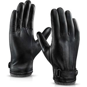 Gants de moto élégants en cuir véritable de qualité supérieure, compatibles avec les écrans tactiles, doublure intérieure douce, décontractés, pour hommes, pour l'extérieur - Product Image 1