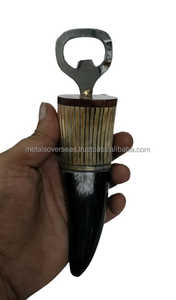 Venta al por mayor de abrebotellas de acero inoxidable hecho a mano y cuerno con logotipo personalizado diseño redondo moderno-Marca de metal en el extranjero - Product Image 6