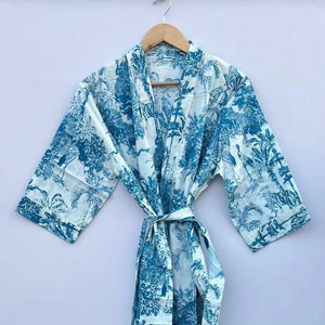 Robe Kimono en coton à imprimé floral pour femmes, vêtements de nuit d'été, peignoir, vêtements de plage, taille naturelle pour les mariages, demoiselles d'honneur - Product Image 1
