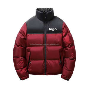 Veste d'hiver rembourrée en duvet pour homme - Veste matelassée coupe-vent et chaude avec col haut et logo - Product Image 4