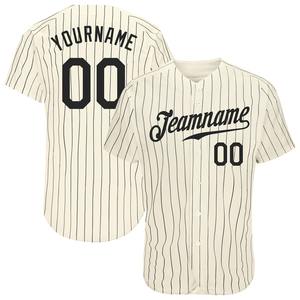 Meilleures ventes Vêtements d'équipe personnalisés Maillot de baseball authentique noir crème à fines rayures noir - Product Image 1