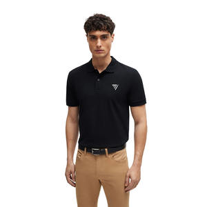 T-shirt polo avec logo personnalisé T-shirt polo en coton respirant à séchage rapide en couleur noire T-shirt polo - Product Image 1