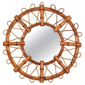 Hecho a mano moderno Boho Chic ratán tejido pared acento espejo artesanal enmarcado dormitorio sala de estar baño uso decorativo - Product Image 1