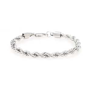 Pulsera de Cadena de Eslabones de 6 mm, Moderna, en Plata con Baño de Rodio, Unisex, para Uso Diario, Regalo - Product Image 3