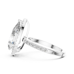 Anillo de Oro de 18k Clásico con Diamante Cultivado en Laboratorio, Corte Pera Redondo, para Mujer, Certificado, Regalo de Aniversario de Bodas - Product Image 2