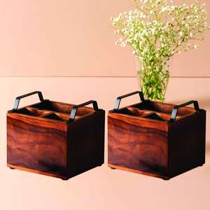 Organizador de Cubiertos de Madera Moderno con Asa, Caja de Almacenamiento Apilable para Cocina, Mesa de Comedor, Restaurante y Uso Doméstico - Product Image 2