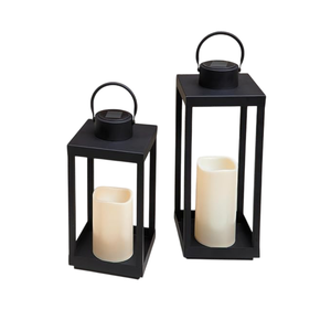 Portavelas decorativo interior respetuoso con el medio ambiente hecho a mano diseño moderno de Metal negro al por mayor FAROL DE Navidad de hierro para vivir en casa - Product Image 1