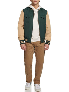 Chaqueta exterior informal para hombre al por mayor personalizada de algodón puro con cuello levantado y logotipo frontal chaqueta de cuero transpirable - Product Image 2