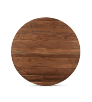 Table de salle à manger industrielle rustique en bois d'acacia massif, plateau rond naturel, pieds pliants en métal, durable, pour la maison et le commerce
